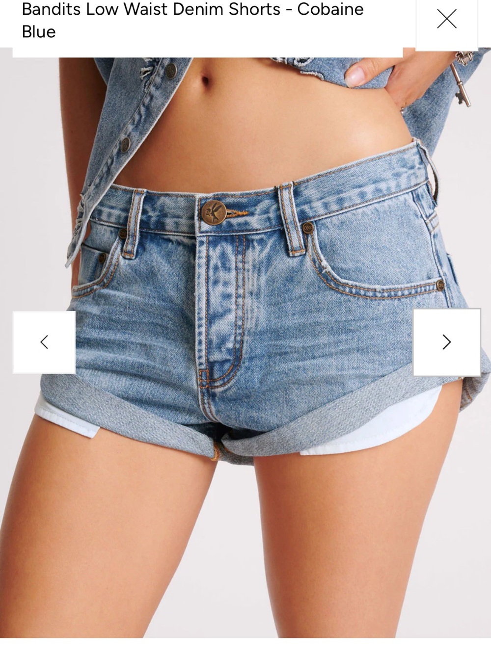 One Teaspoon Light Blue Low Waist Rolled Hem Denim Shorts